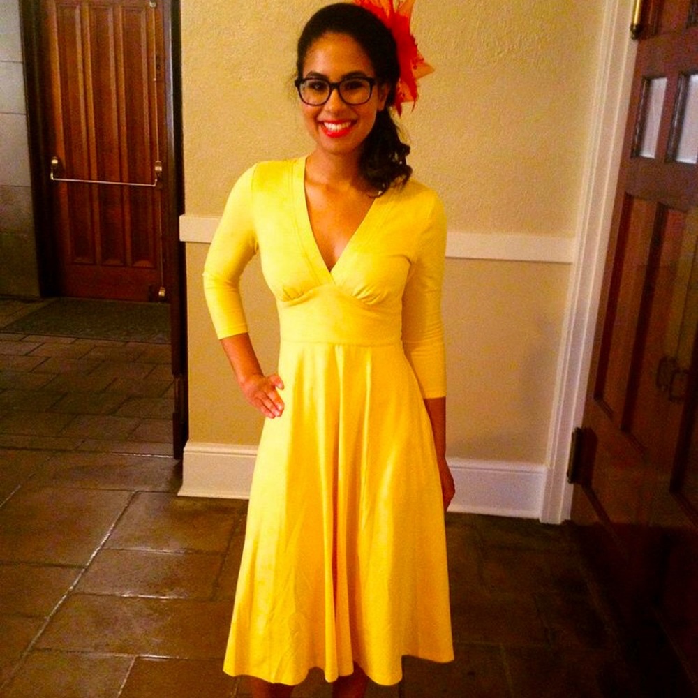 eShakti Yellow Midi Dress